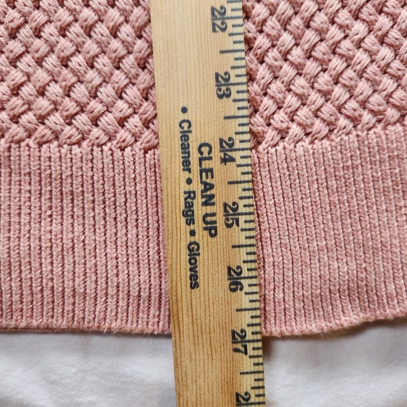 LLBean Dusty Rose Pink Textured Knit Cotton Button Front Cardigan Sweater,  L/P - Picture 9 of 11
